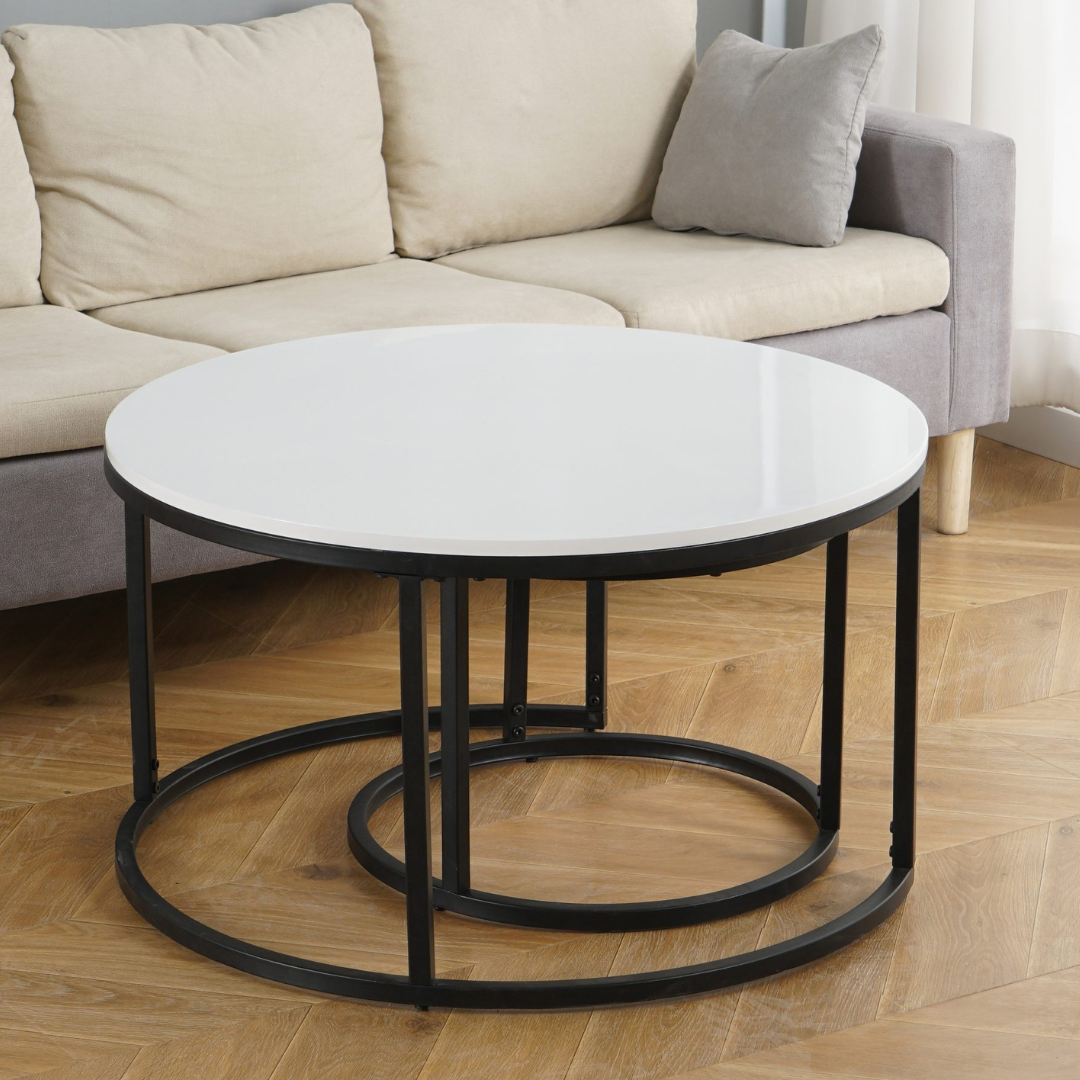 Set modernih stolića za kavu – bijela boja