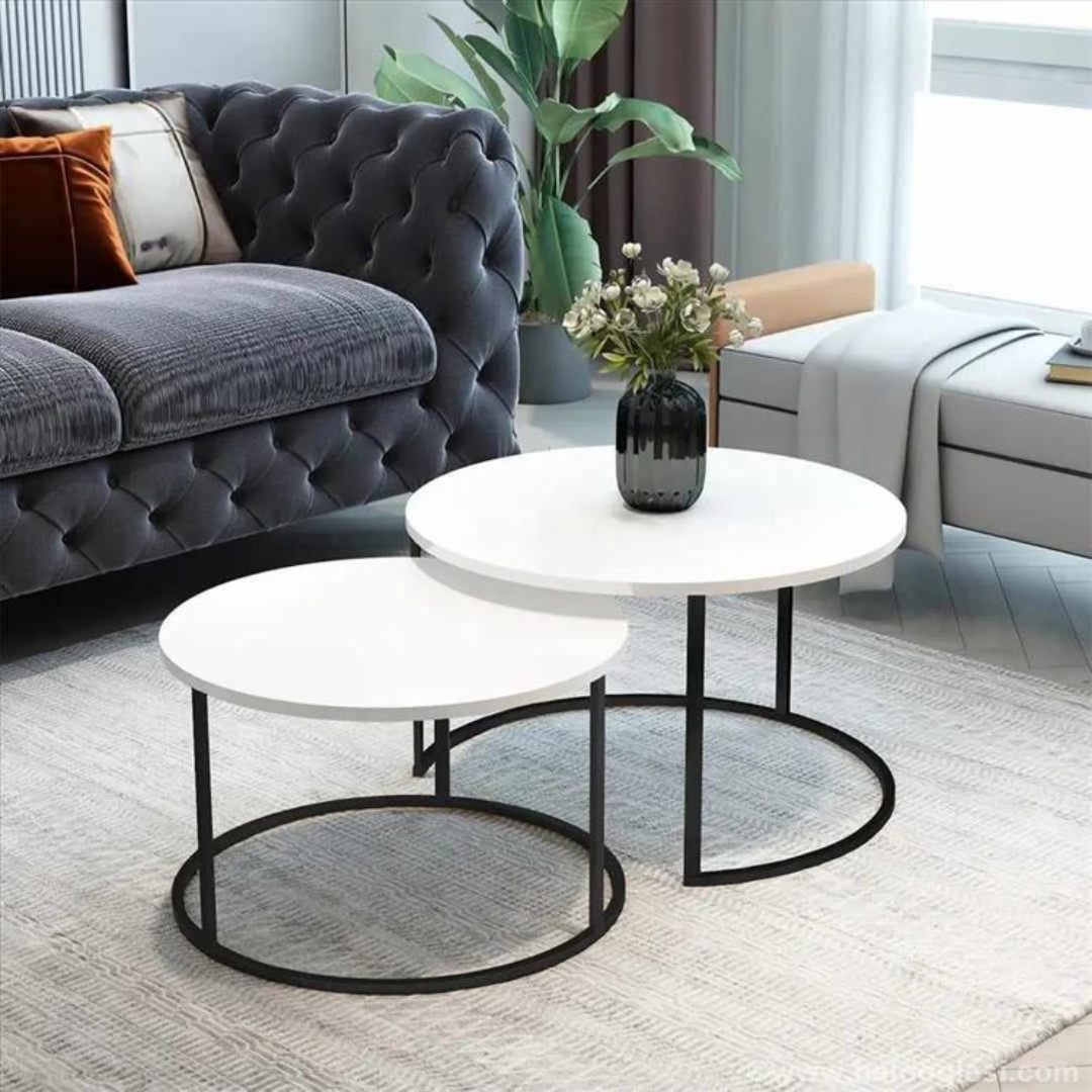 Set modernih stolića za kavu – bijela boja