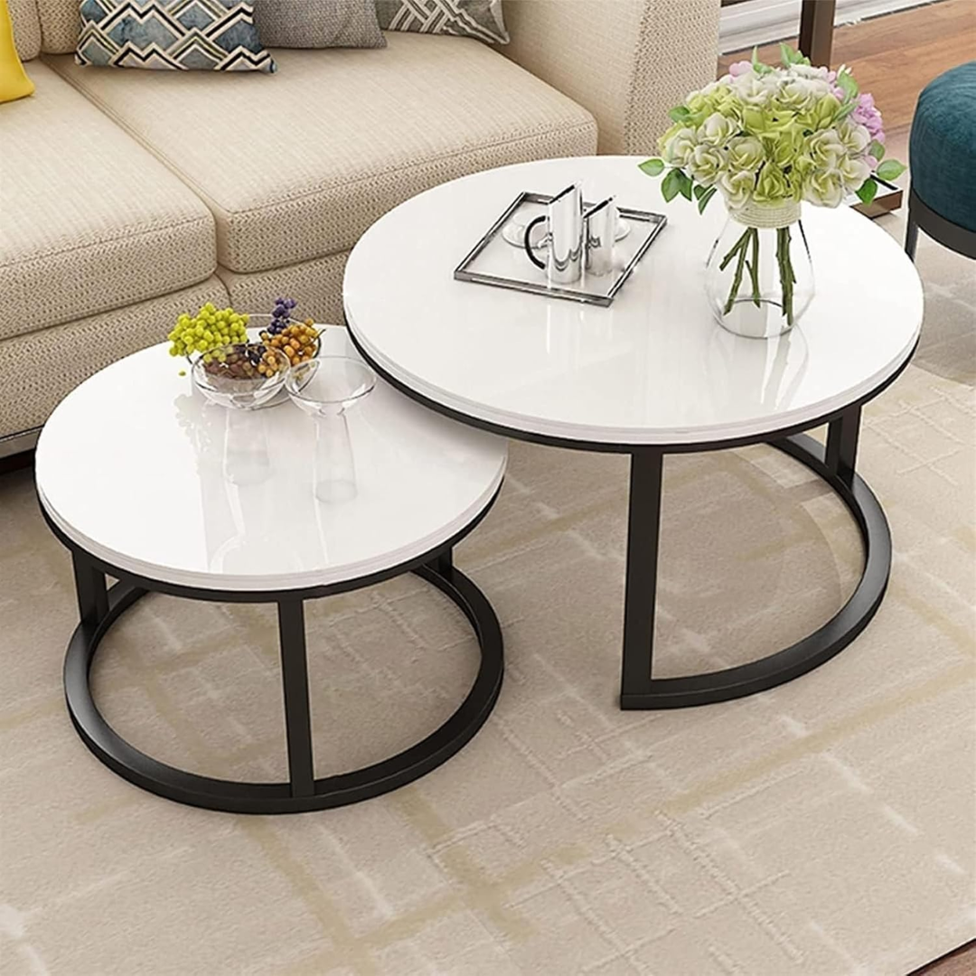 Set modernih stolića za kavu – bijela boja