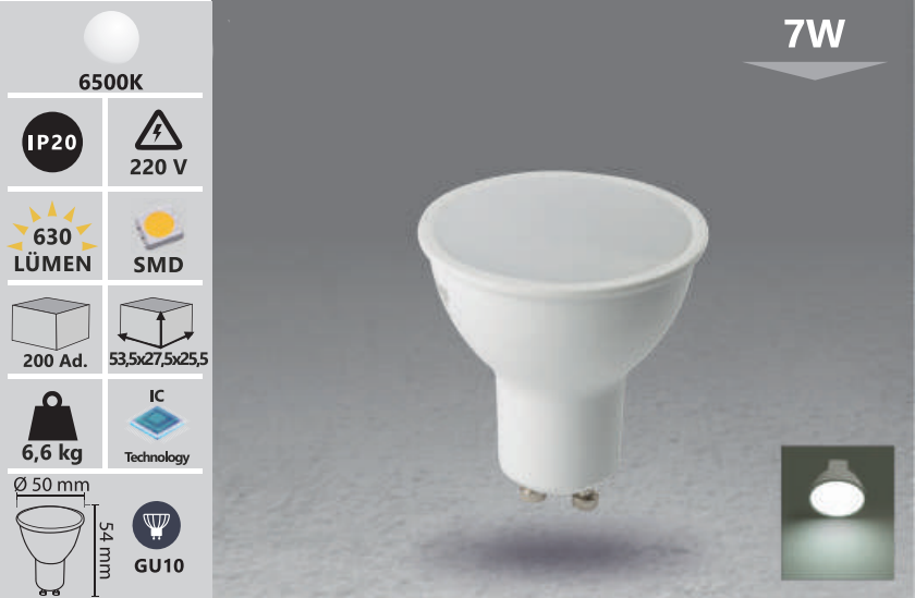 Led žarulja GU10  7W