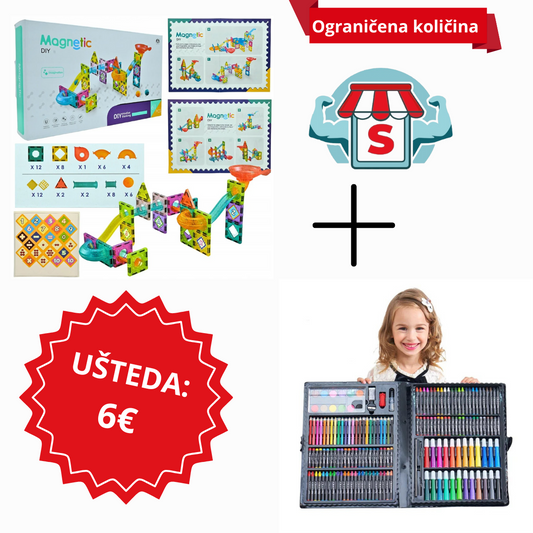 Magnetne svjetleće kocke + Dječji set za slikanje